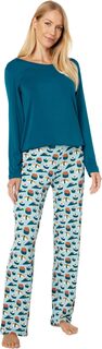 Пижамный комплект из футболки и брюк Loosey Goosey с длинными рукавами Kickee Pants, цвет Jade Sushi