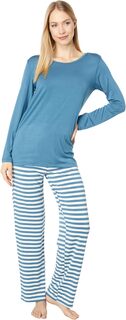 Пижамный комплект из футболки и брюк Loosey Goosey с длинными рукавами Kickee Pants, цвет Nautical Stripe