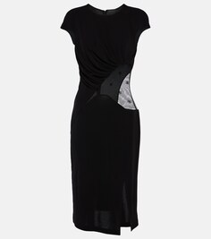 Платье миди из крепа 4g с тюлевой отделкой Givenchy, черный