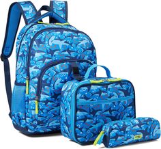 Рюкзак Multi Compartment Backpack Bundle w/ Lunch Box &amp; Pencil Pouch Western Chief, цвет Sharks