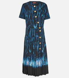 Плиссированное платье миди с принтом myrtle Altuzarra, синий