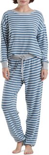 Пижамный комплект с длинными рукавами из матового джерси Westport Splendid, цвет Dusted Teal Weekend Stripe