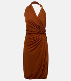Платье миди из джерси со сборками Bottega Veneta, красный
