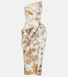 Асимметричное парчовое платье Alexander Mcqueen, золото