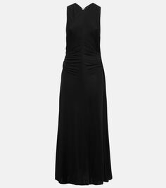 Платье макси из джерси с узлом Bottega Veneta, черный