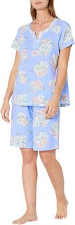 Пижама-бермуды с короткими рукавами и принтом Karen Neuburger, цвет Empress Floral Lavender