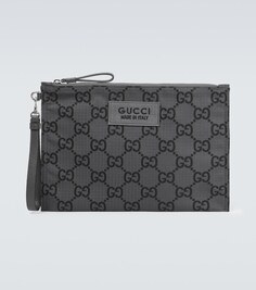 Клатч с кожаной отделкой gg Gucci, серый