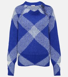 Клетчатый свитер из смесовой альпаки Burberry, синий