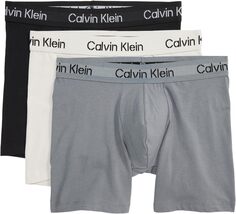 Комплект боксеров-боксеров из хлопка стрейч цвета хаки, 3 шт. Calvin Klein Underwear, цвет Black/Moonbeam/Shining Armour