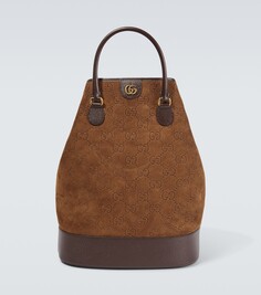 Замшевая сумка-тоут gg Gucci, коричневый