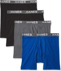 Комплект из 4 трусов-боксеров из ультрамягкого хлопка и модала Comfort Flex Fit Hanes, цвет Black/Gray