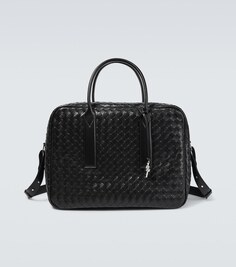 Кожаный портфель intrecciato Bottega Veneta, черный