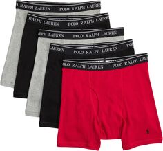 Набор из 5 хлопковых боксеров классического кроя Polo Ralph Lauren, цвет 2 Andover Heather/Madison Heather/2 Polo Black