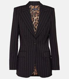 Шерстяной пиджак в тонкую полоску Dolce&amp;Gabbana, черный