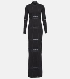 Короткое платье макси из хлопкового джерси Balenciaga, черный