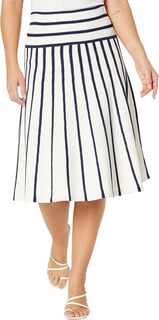 Миниатюрная трикотажная юбка-миди в полоску LAUREN Ralph Lauren, цвет Mascarpone Cream/French Navy