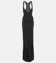 Платье макси без рукавов Saint Laurent, черный