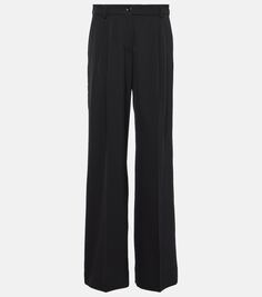 Широкие брюки со складками из смесовой шерсти Dolce&amp;Gabbana, черный