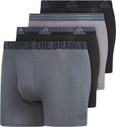 Трусы-боксеры из эластичного хлопка, 4 шт. adidas, цвет Black/Onix Grey/Grey