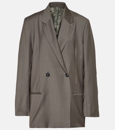Двубортный шерстяной пиджак Toteme, серый