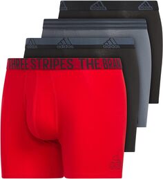 Трусы-боксеры из эластичного хлопка, 4 шт. adidas, цвет Black/Better Scarlet/Onix Grey