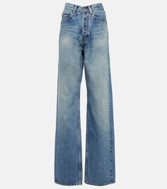 Прямые джинсы с высокой посадкой Saint Laurent, синий