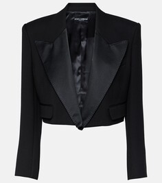 Укороченный пиджак-смокинг из смесовой шерсти Dolce&amp;Gabbana, черный