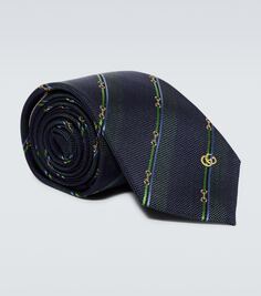 Шелковый галстук horsebit Gucci, синий