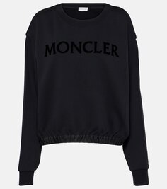 Толстовка из хлопкового джерси с логотипом Moncler, черный