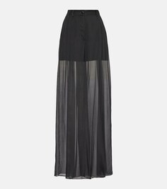 Широкие брюки из шелкового шифона с высокой посадкой Dolce&amp;Gabbana, черный