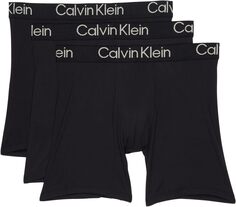 Комплект трусов-боксеров из модала Eco Pure, 3 шт. Calvin Klein Underwear, цвет Flint Stone/Black/Rouge