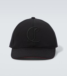 Бейсбольная кепка mooncrest из хлопковой парусины Christian Louboutin, черный