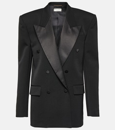 Двубортный шерстяной смокинг Saint Laurent, черный