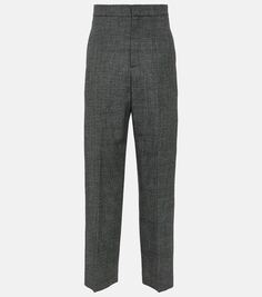 Широкие брюки из шерсти с высокой посадкой Loewe, серый