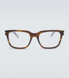 Солнцезащитные очки черепаховой расцветки Saint Laurent, коричневый