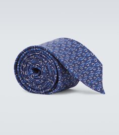 Шелковый галстук с принтом Gucci, синий