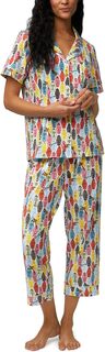Укороченный пижамный комплект из органического хлопка с короткими рукавами Bedhead PJs, цвет Keys Please