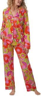 Классический пижамный комплект с длинными рукавами Trina Turk x Bedhead Bedhead PJs, цвет Warm Sand Botanical