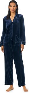 Длинный пижамный комплект с бархатным воротником с длинными рукавами LAUREN Ralph Lauren, цвет Mid Blue
