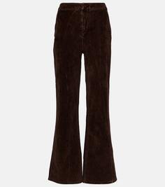Бархатные брюки с высокой посадкой из смесового хлопка Loewe, коричневый