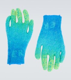 Градиентные вязаные перчатки из смесового мохера Erl, синий