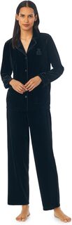 Длинный пижамный комплект с бархатным воротником с длинными рукавами LAUREN Ralph Lauren, черный