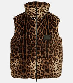 Пуховик с леопардовым принтом Dolce&amp;Gabbana, мультиколор
