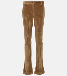Узкие вельветовые брюки с низкой посадкой Dolce&amp;Gabbana, коричневый
