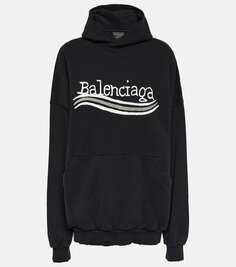 Толстовка из хлопкового джерси с принтом Balenciaga, черный