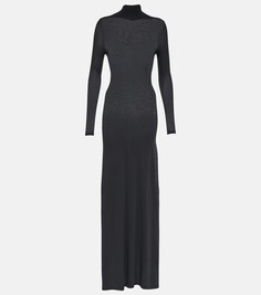 Платье-футляр из рубчатой вязки Balenciaga, черный
