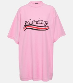 Футболка из хлопкового джерси с логотипом Balenciaga, розовый