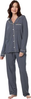 Супермягкий пижамный комплект без усадки на пуговицах спереди в полоску L.L.Bean, цвет Classic Navy/Cream Stripe L.L.Bean®