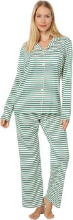 Супермягкий пижамный комплект без усадки на пуговицах спереди в полоску L.L.Bean, цвет Emerald Spruce L.L.Bean®