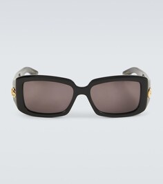 Солнцезащитные очки прямоугольной формы с двойной буквой g Gucci, черный